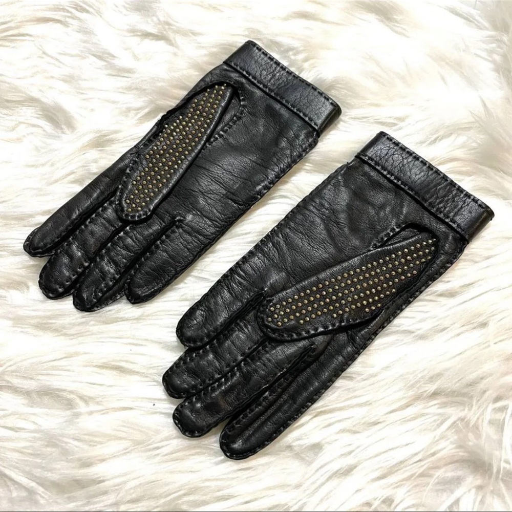 AUTH Burberry studs leather biker gloves black - Picture 4 of 6